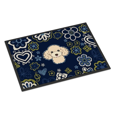 Carolines Treasures 24 x 36 in. Blue Flowers Buff Poodle Indoor or Outdoor Mat BB5109JMAT